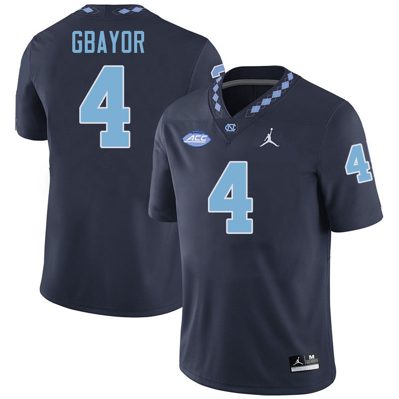 #4 Mikai Gbayor North Carolina Tar Heels College Football Jersey Stitched-Navy
